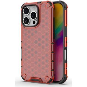 Mobigear Honeycomb iPhone 16 Pro Hülle Hardcase Backcover Stoßfest - Rot