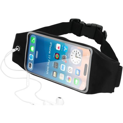 Mobiparts Comfort Fit Belt Handyhalterung Joggen iPhone 17 Pro Max Sporthülle Neopren Gürtel - Schwarz