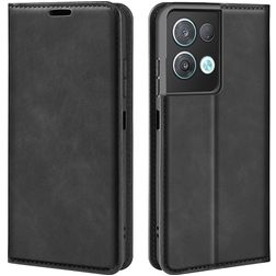 Mobigear Retro Slim OPPO Reno 8 Pro 5G Hülle Klapphülle Geldbörse - Schwarz