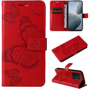 Mobigear Butterfly Xiaomi 14T Hülle Klapphülle Geldbörse - Rot