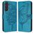 Mobigear Butterfly Samsung Galaxy M55 Klapphülle Portemonnaie - Blau