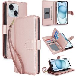 Mobigear Wallet iPhone 15 Hülle Klapphülle Geldbörse - Roségold