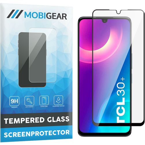 Mobigear Premium TCL 30 Plus Panzerglas Gehärtetes Glas Displayschutz - Hüllenfreundlich - Schwarz