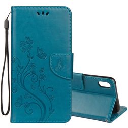 Mobigear Flowers iPhone XR Hülle Klapphülle Geldbörse - Türkis