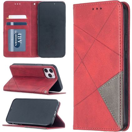Mobigear Rhombus Slim iPhone 12 Hülle Klapphülle - Rot
