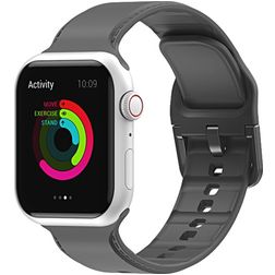 Mobigear Dashed Silikon Apple Watch Armband Dornschließe - 49/46/45/44 mm - Grau