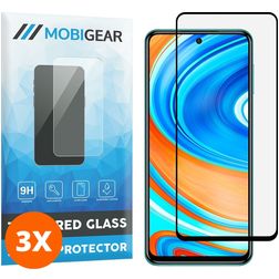 Mobigear Premium Xiaomi Redmi Note 9 Pro Panzerglas Displayschutz - Hüllenfreundlich - Schwarz (3er Pack)