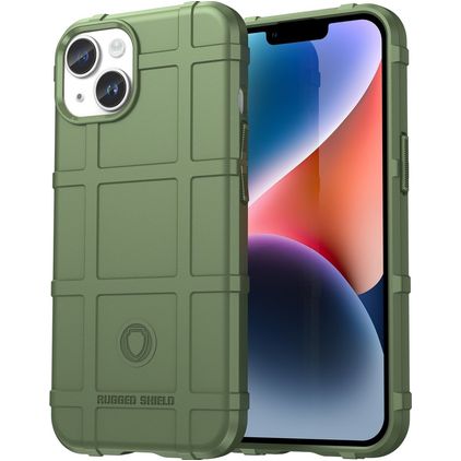 Mobigear Rugged Shield iPhone 15 Plus Hülle Flexibles TPU Backcover Stoßfest - Grün