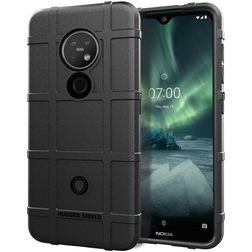 Mobigear Rugged Shield Nokia 7.2 Hülle Flexibles TPU Backcover Stoßfest - Schwarz