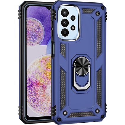 Mobigear Armor Ring Samsung Galaxy A23 Hülle Hardcase Backcover Stoßfest mit Ringhalter - Blau