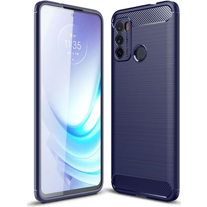 Mobigear Brushed Slim Motorola Moto G60 Hülle Flexibles TPU Backcover - Blau