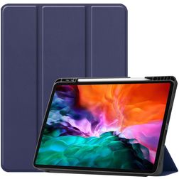 Mobigear Tri-Fold Gel iPad Pro 12.9 Zoll (2022) Hülle TPU,Kunstleder Klapphülle + Stifthalter - Blau