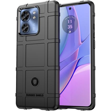 Mobigear Rugged Shield Motorola Edge 40 Hülle Flexibles TPU Backcover Stoßfest - Schwarz