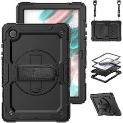 Mobigear SureGrip Xtreme Samsung Galaxy Tab A8 10.5 (2021) Hülle Kunststoff,Silikon Backcover + Schulterträger + Ständer - Schwarz