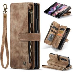 Caseme C30 Samsung Galaxy Z Fold 4 Hülle Klapphülle Geldbörse - Braun