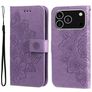 Mobigear Flowers iPhone 17 Pro Hülle Klapphülle Geldbörse - Lila
