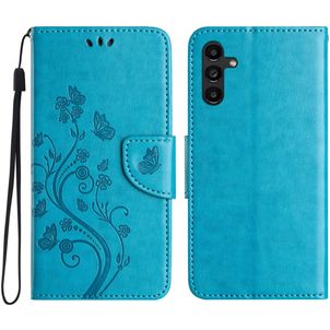 Mobigear Flowers Samsung Galaxy A56 Hülle Klapphülle Geldbörse - Blau