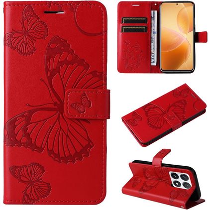 Mobigear Butterfly Xiaomi 14T Pro Klapphülle Portemonnaie - Rot