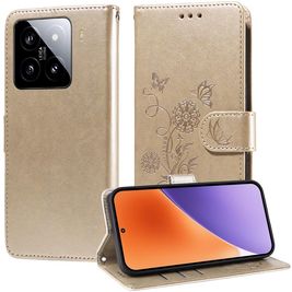 Mobigear Flowers Xiaomi 15 Hülle Klapphülle Geldbörse - Gold