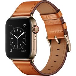 Mobigear Firenze Leder Apple Watch Armband Dornschließe - 42/41/40/38 mm - Braun