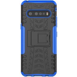 Mobigear Tire LG V60 ThinQ Hülle Hardcase Backcover Stoßfest mit Ständer - Schwarz / Blau
