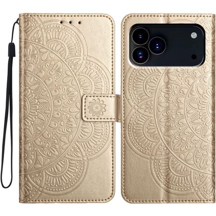 Mobigear Mandala iPhone 18 Pro Max Klapphülle Portemonnaie - Gold