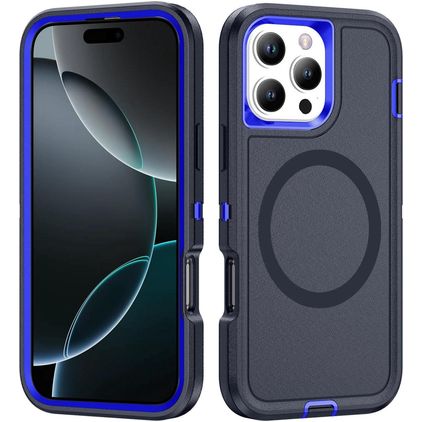 Mobigear Rugged Mag iPhone 16 Pro MagSafe Hülle Hardcase Backcover Stoßfest - Marineblau