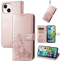 Mobigear Clover iPhone 15 Hülle Klapphülle Geldbörse - Roségold