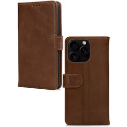 Mobilize Wallet iPhone 16 Pro Hülle Echtes Leder Klapphülle Geldbörse - Braun