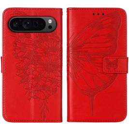 Mobigear Butterfly Google Pixel 9 Pro Hülle Klapphülle Geldbörse - Rot