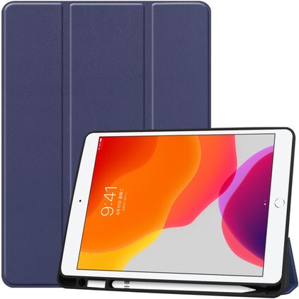 Mobigear Tri-Fold Gel iPad 8 (2020) Hülle TPU,Kunstleder Klapphülle + Stifthalter - Dunkelblau
