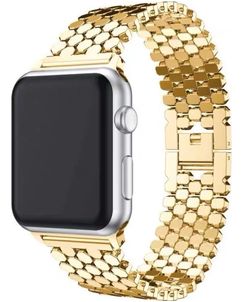 Mobigear Honeycomb Edelstahl Apple Watch Armband Dornschließe - 42/41/40/38 mm - Gold