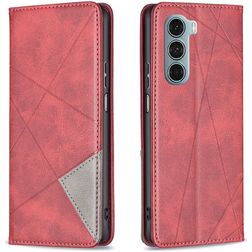 Mobigear Rhombus Slim Motorola Moto G200 5G Hülle Klapphülle - Rot
