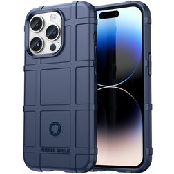 Mobigear Rugged Shield iPhone 15 Pro Max Hülle Flexibles TPU Backcover Stoßfest - Blau