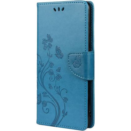 Mobigear Flowers Samsung Galaxy A53 Hülle Klapphülle Geldbörse - Blau
