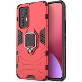 Mobigear Armor Ring Xiaomi 12 Lite Hülle Hardcase Backcover Stoßfest mit Ringhalter - Rot