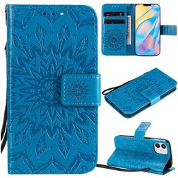 Mobigear Sunflower iPhone 12 Mini Hülle Klapphülle Geldbörse - Blau