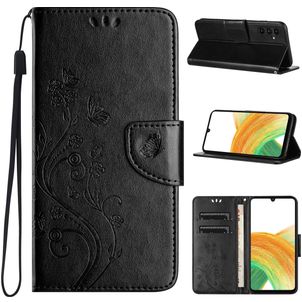 Mobigear Flowers Samsung Galaxy A55 Hülle Klapphülle Geldbörse - Schwarz