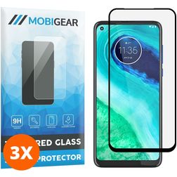 Mobigear Premium Motorola Moto G8 Panzerglas Gehärtetes Glas Displayschutz - Hüllenfreundlich - Schwarz (3er Pack)