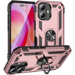 Mobigear Armor Ring iPhone 16 Hülle Hardcase Backcover Stoßfest mit Ringhalter - Roségold