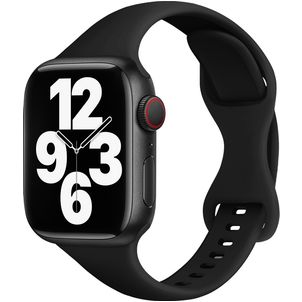 Mobigear Sport Slim Silikon Apple Watch Armband Drückerschließe - 49/46/45/44 mm - Schwarz