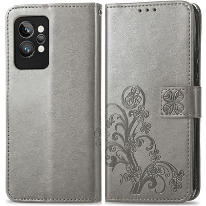Mobigear Clover Realme GT2 Pro Hülle Klapphülle Geldbörse - Grau