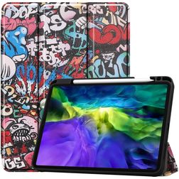 Mobigear Tri-Fold Gel iPad Pro 11 Zoll (2018) Hülle TPU,Kunstleder Klapphülle + Stifthalter - Graffiti