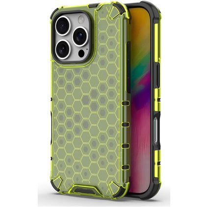 Mobigear Honeycomb iPhone 16 Pro Hülle Hardcase Backcover Stoßfest - Grün