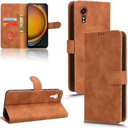 Mobigear Retro Samsung Galaxy Xcover 7 Hülle Klapphülle Geldbörse - Braun
