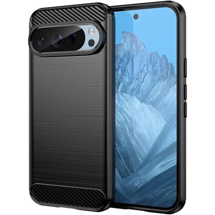 Mobigear Brushed Slim Google Pixel 9 Pro Hülle Flexibles TPU Backcover - Schwarz