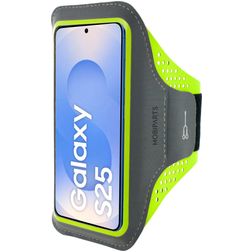 Mobiparts Comfort Fit Handyhalterung Joggen Samsung Galaxy S25 Sporthülle Neopren Sportarmband - Neon Green