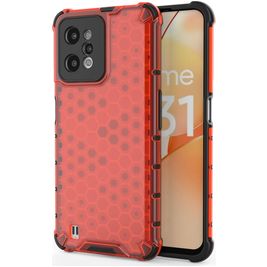 Mobigear Honeycomb Realme C31 Hülle Hardcase Backcover Stoßfest - Rot