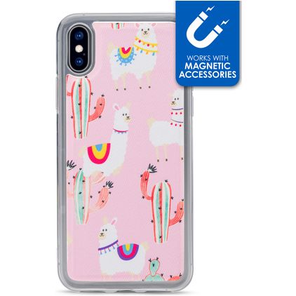 My Style Magneta iPhone XS Hülle Flexibles TPU Backcover - Pink Alpaca