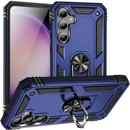 Mobigear Armor Ring Samsung Galaxy S23 FE Hülle Hardcase Backcover Stoßfest mit Ringhalter - Blau